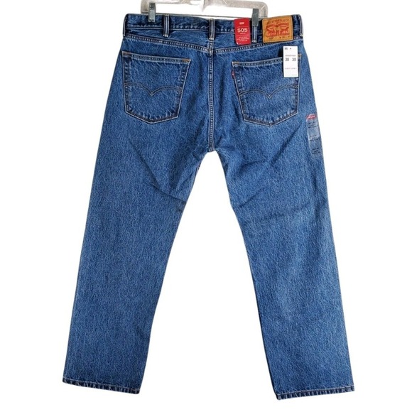 Levis 505 Blue Jeans Mens 38x30 Regular Fit Straight Leg Hi Rise NWT - Picture 5 of 13
